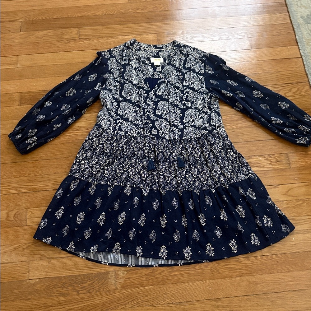 Navy Blue Women's Carlita Tiered Dress Maeve by Anthropologie Small Petite - Picture 3 of 7